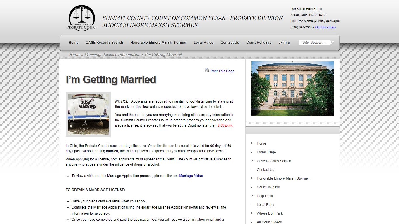 I'm Getting Married - Summit County Probate Court